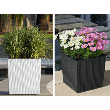 (BC-F1022) Plastic Rattan New Design Square Self-Watering Flower Pot